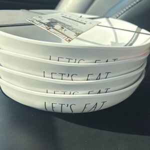 Rae Dunn White 'Let's Eat' Ceramic Bowl Set